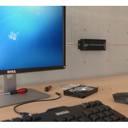 StarTech.com 10-Port USB 3.0 Hub - 5Gbps - Metal Industrial USB-A Hub with ESD &