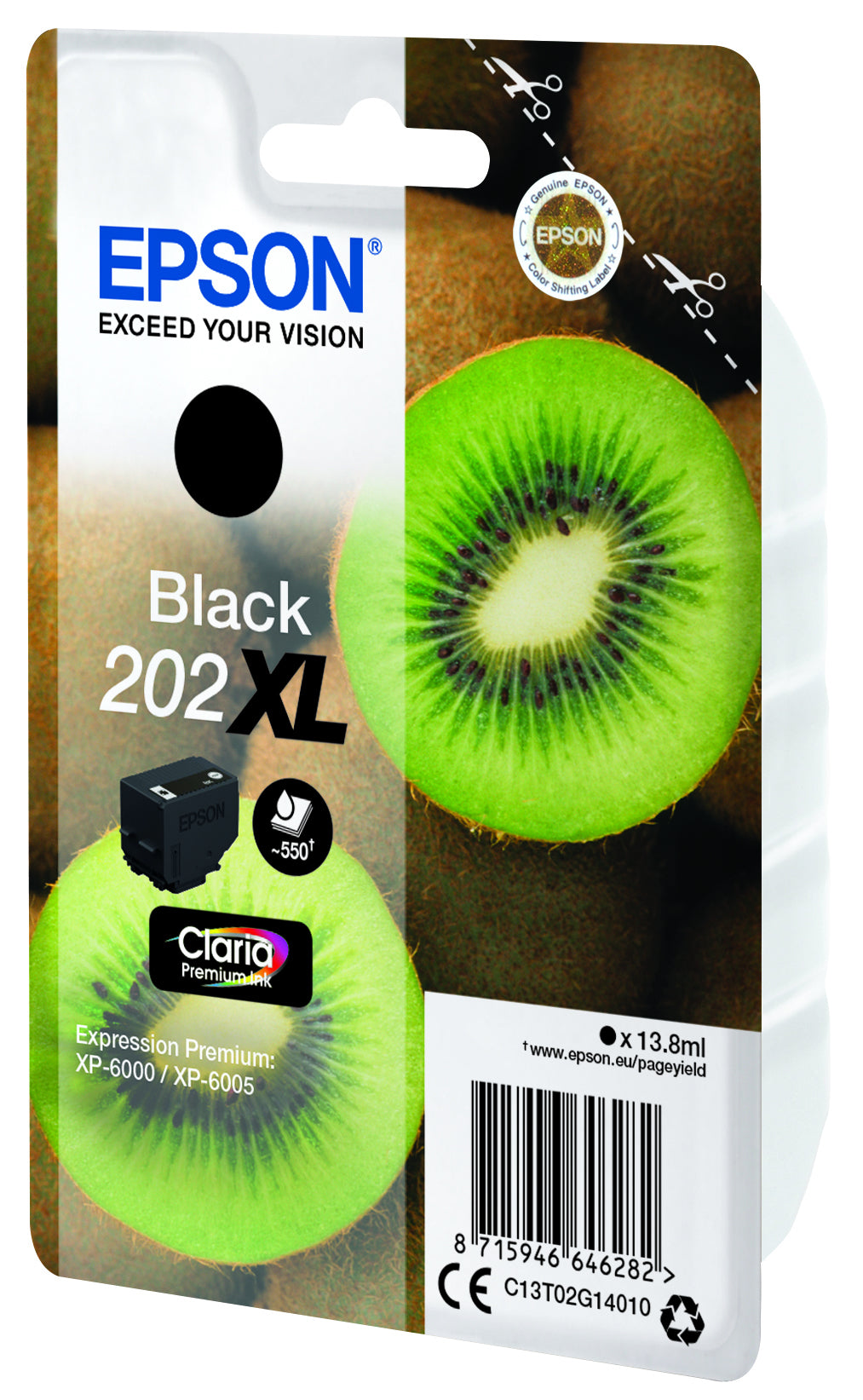 Epson C13T02G14010/202XL Black Ink Cartridge (550 pages, Epson XP 6000)