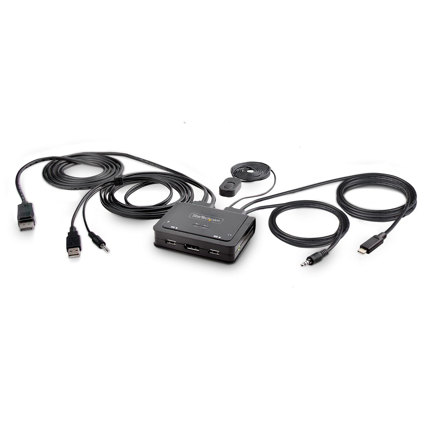 StarTech.com 2-Port Hybrid USB-C DisplayPort Cable KVM Switch, 4K 60Hz, Compact KVM