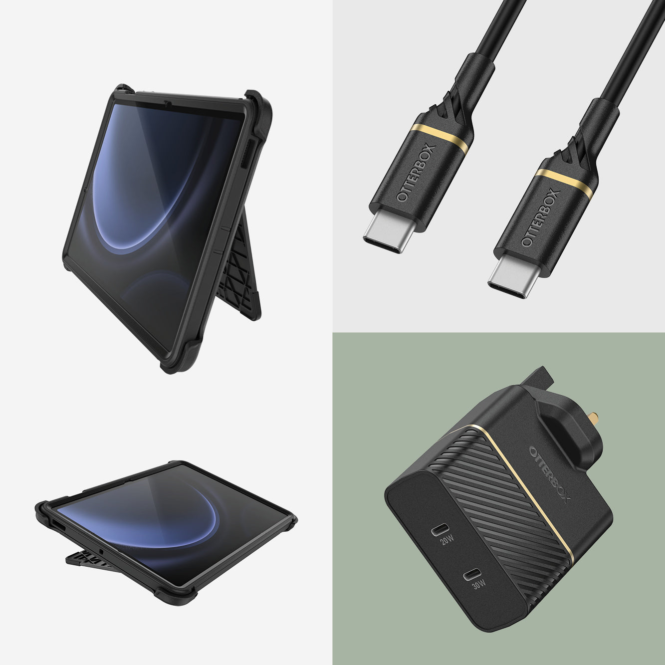 OtterBox Defender Series for Galaxy Tab S9 FE, Black Laptop Bag