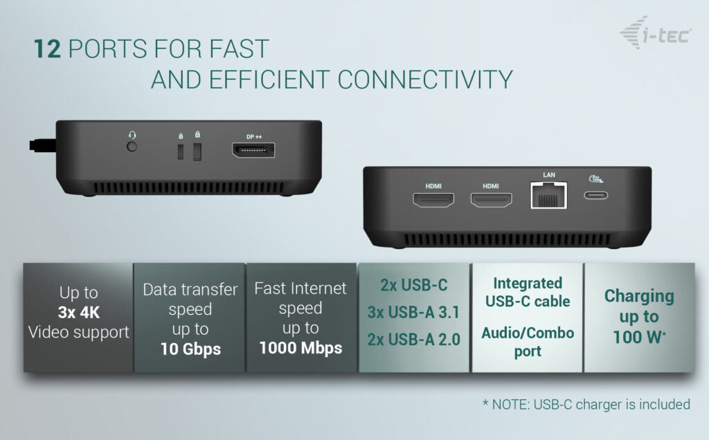 i-tec Power Delivery W USB-C Docking Station 100W (O100WUK)