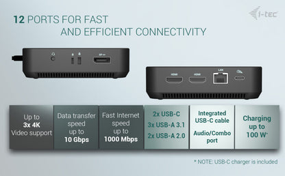 i-tec Power Delivery W USB-C Docking Station 100W (O100WUK)