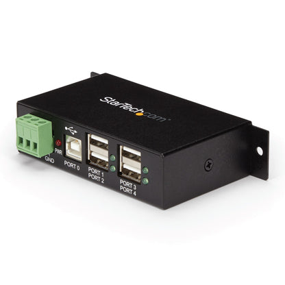 StarTech.com 4-Port USB 2.0 Hub - Metal Industrial USB-A Hub - Din Rail, Wall or