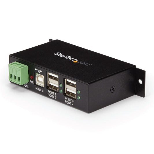 StarTech.com 4-Port USB 2.0 Hub - Metal Industrial USB-A Hub - Din Rail, Wall or