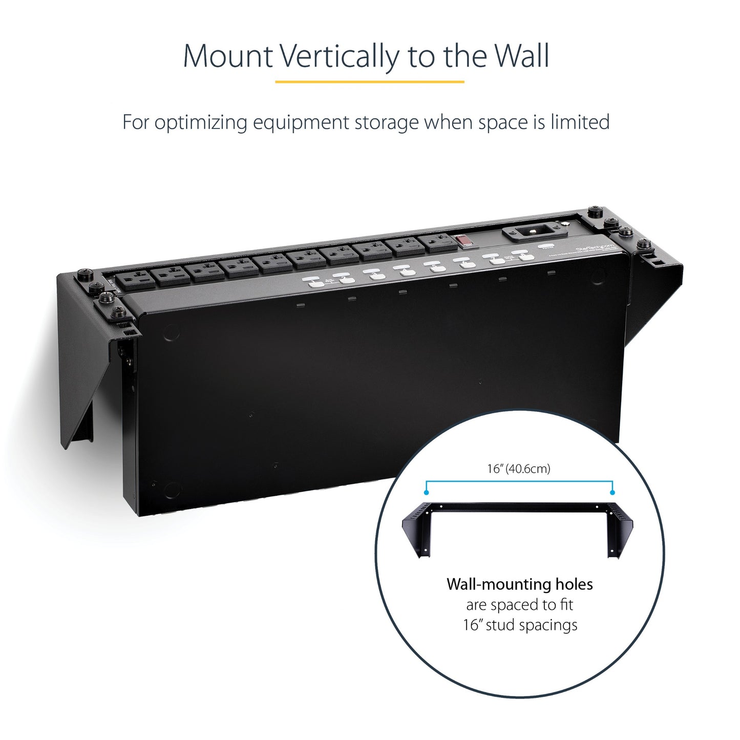 StarTech.com 3U 19” Wall Mount Vertical Rack Bracket, Wall Mount Patch Panel Bracket