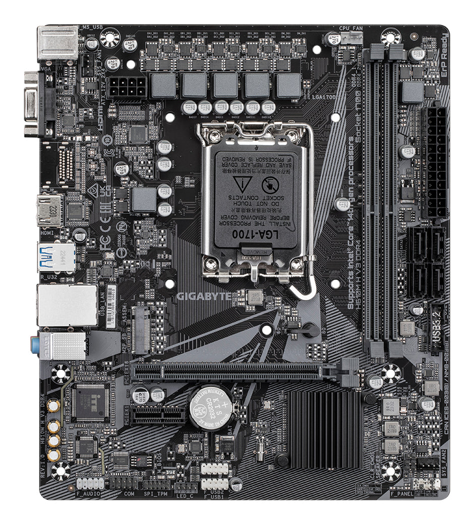 Gigabyte H610M H V3 DDR4 Motherboard - Supports Intel Core 14th CPUs, 4+1+1 Hybrid