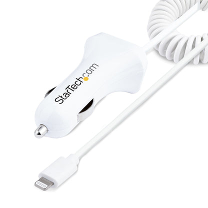 StarTech.com Lightning Car Charger with Coiled Cable, 1m Coiled Lightning Cable