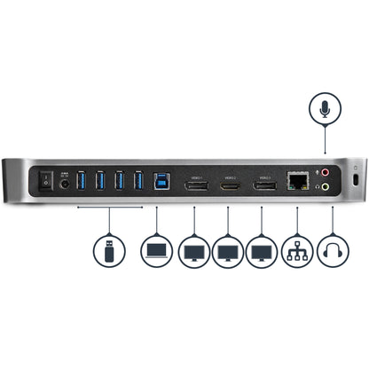 StarTech.com Triple-Monitor 1x 2x USB Docking Station