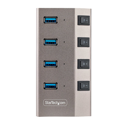 StarTech.com 4 Port Self-Powered USB C Hub with Individual On/Off Switches, USB 3.0
