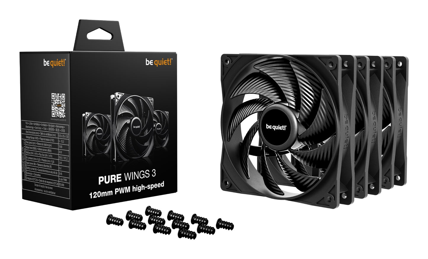 be quiet! Pure Wings 3 120mm | PWM high-speed Triple Pack Computer case Fan 12 cm Cooling