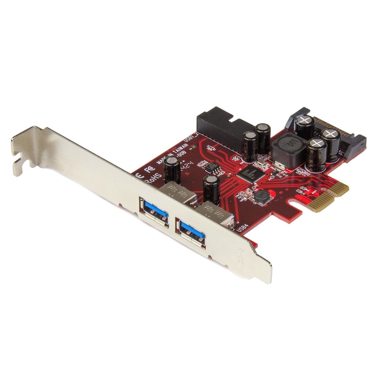StarTech.com 4 Port PCI Express USB 3.0 Card - 5Gbps - 2 External & 2 Internal Hub