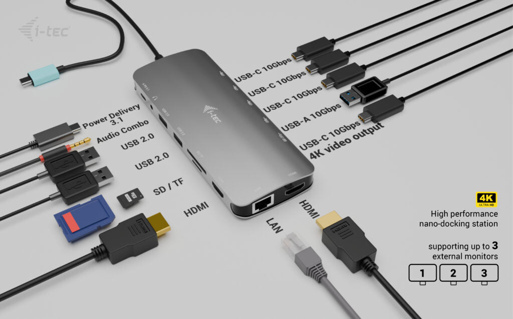 i-tec Metal Nano 3x USB-C Docking Station 140W (ED140UK)