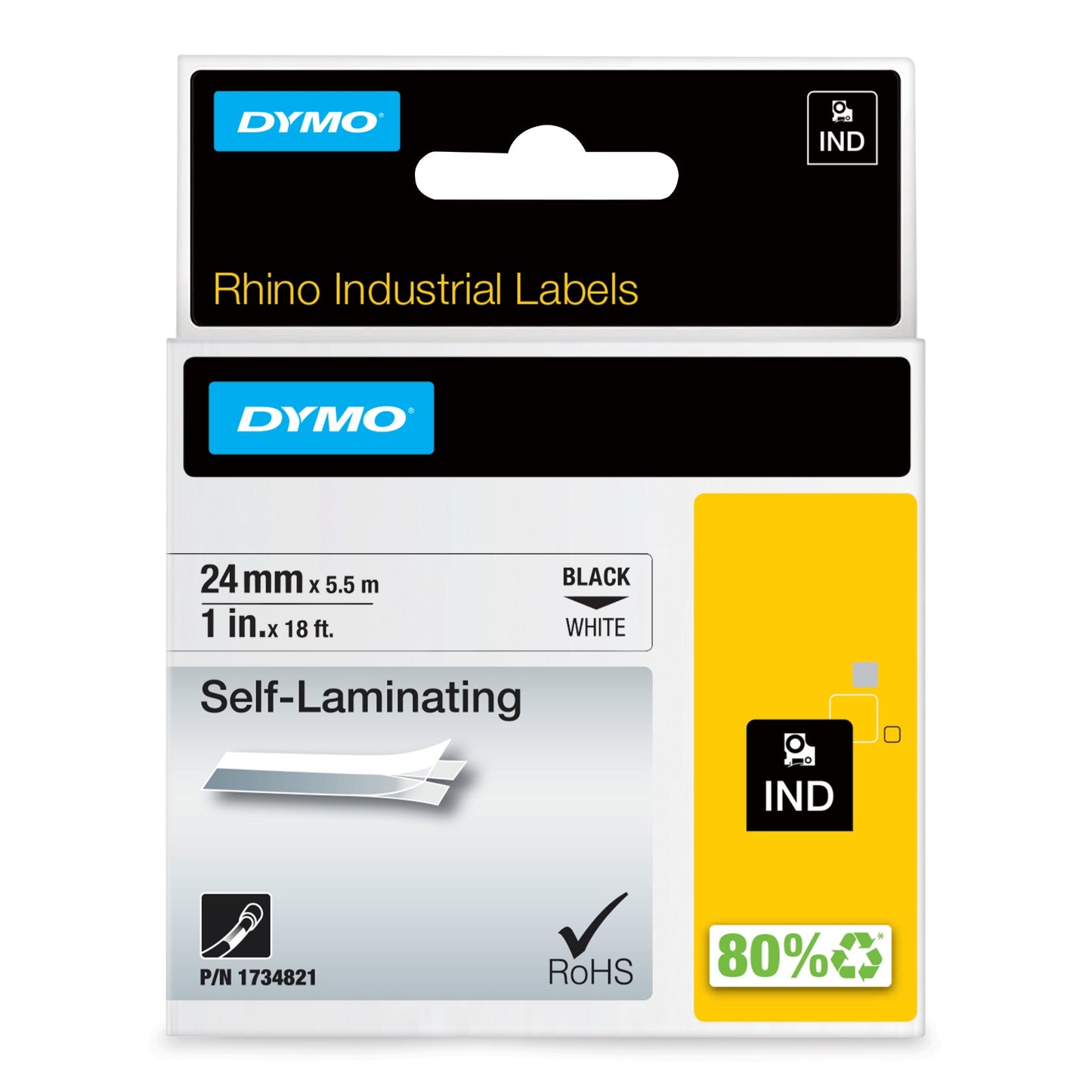 DYMO 1734821/S0773860 Ribbon self-laminating black on white 24mm x 5,5m for Dymo Labels