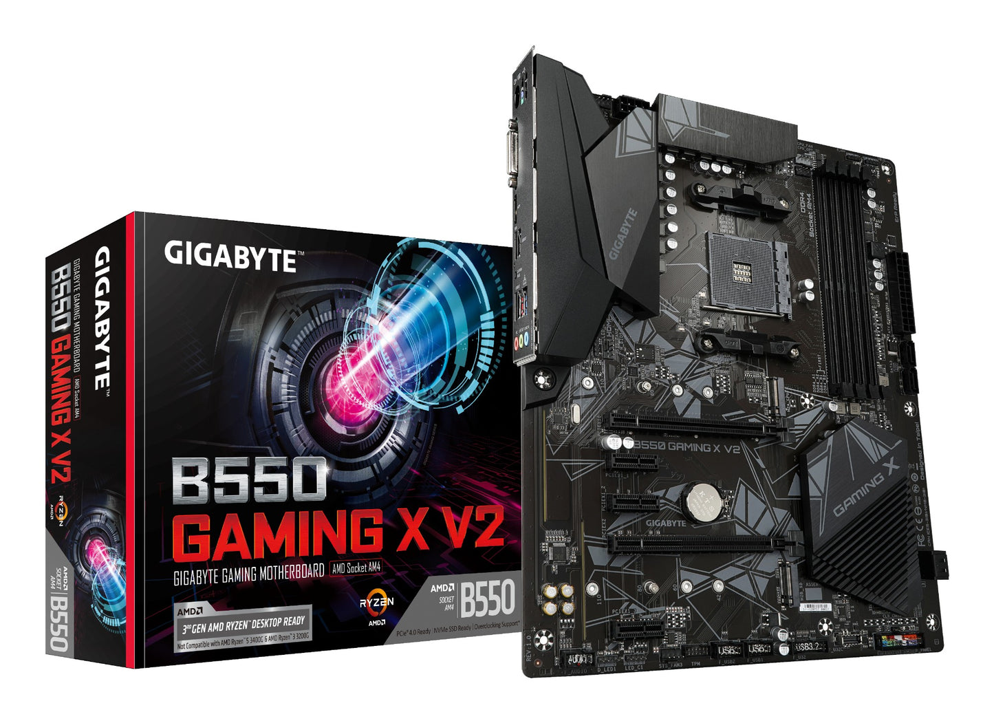 Gigabyte B550 Gaming X V2 Motherboard - AMD Ryzen 5000 CPUs, 10+3 Phases VRM, up to