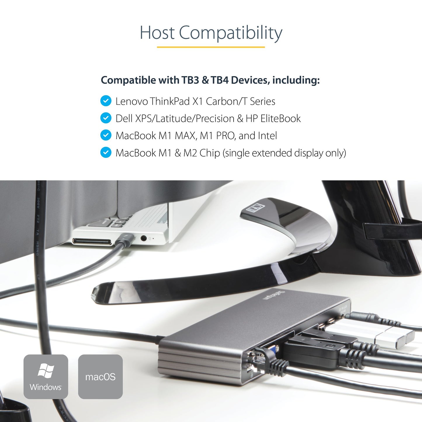 StarTech.com 60Hz Monitor TB3 Thunderbolt 3 Docking Station 85W