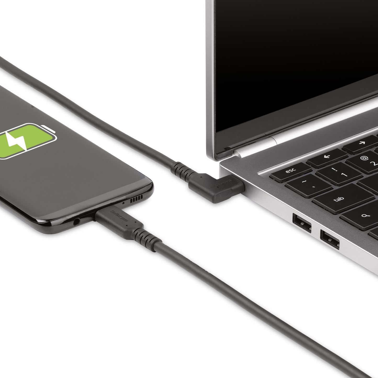 StarTech.com 3ft (1m) USB-C Cable, Right-Angled, USB 10Gbps, 100W (5A) Power