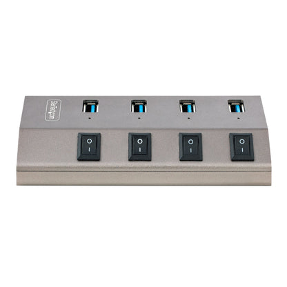StarTech.com 4 Port Self-Powered USB C Hub with Individual On/Off Switches, USB 3.0