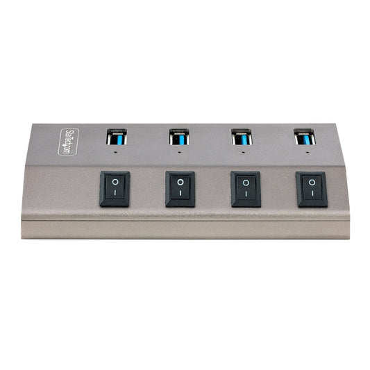 StarTech.com 4 Port Self-Powered USB C Hub with Individual On/Off Switches, USB 3.0