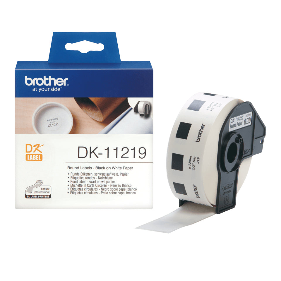 Brother DK-11219 DirectLabel Etikettes round 12mm 1200 for Brother P-Touch Labels