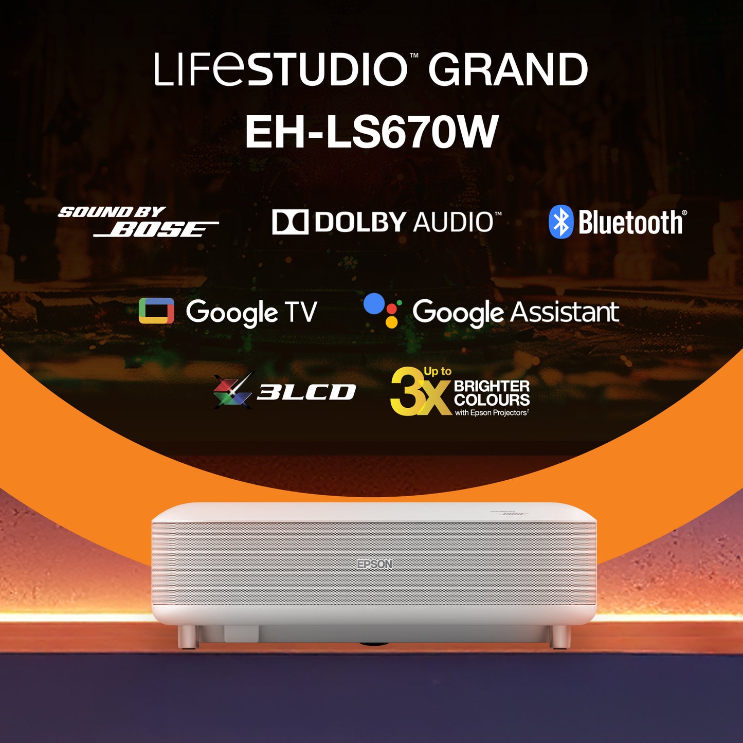 Epson Lifestudio Grand — EH-LS670W Diamond White Projector