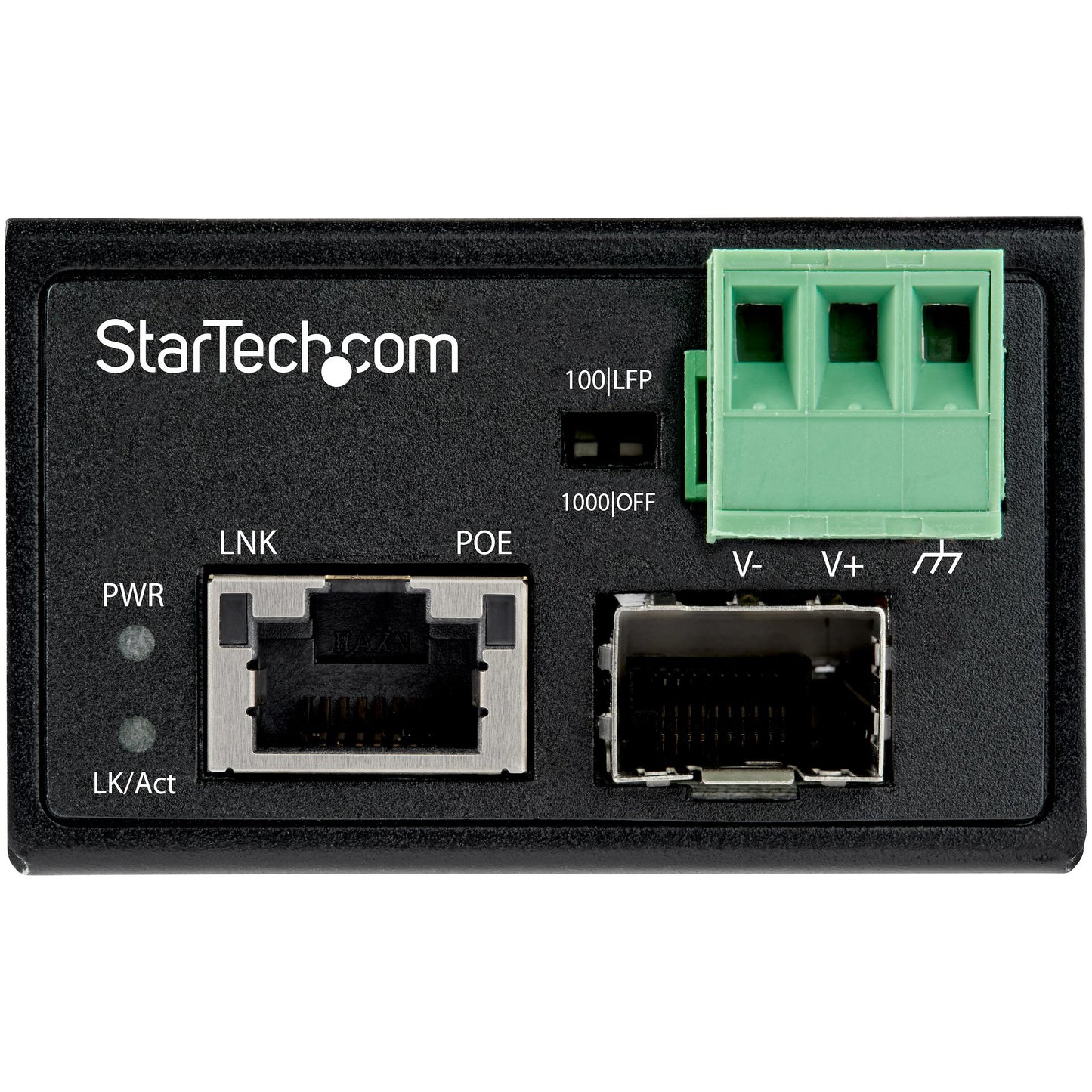 StarTech.com PoE+ Industrial Fiber to Ethernet Media Converter 30W - SFP to RJ45 - Singlemode/Multimode Fiber to Copper Gigabit Ethernet - Mini/Compact Size - IP-30/ -40 to +75C - TAA Networking