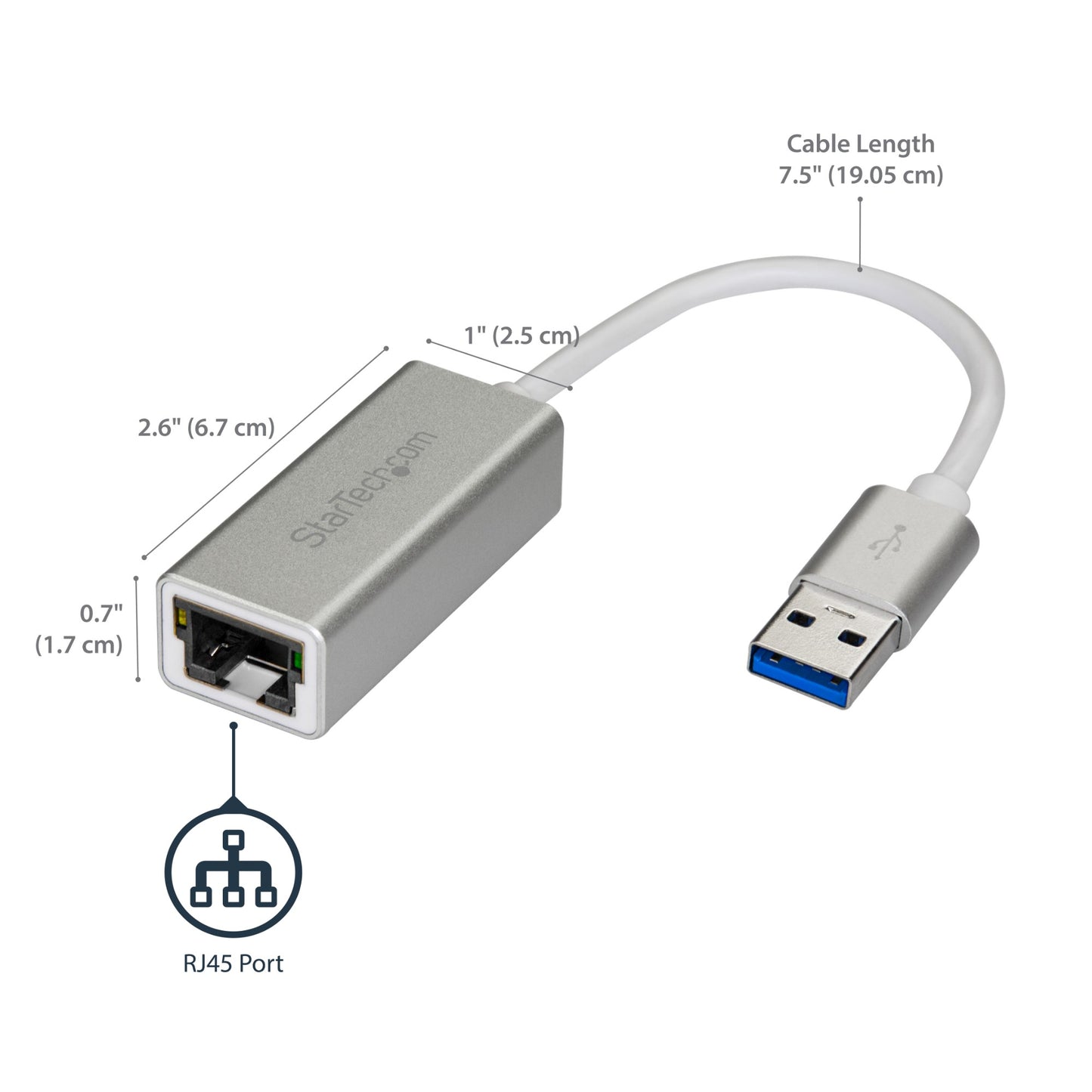 StarTech.com USB 3.0 to Gigabit Network Adapter, Silver, Sleek Aluminum Design for