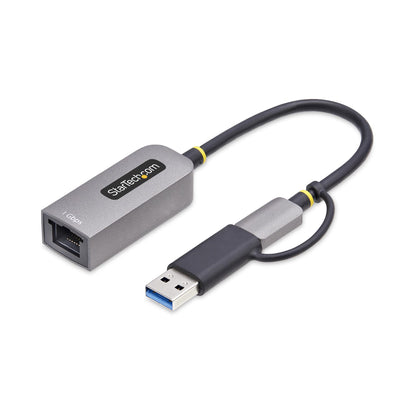 StarTech.com USB-C to Ethernet Adapter with USB-A Dongle, 10/100/1000Mbps, USB 3.0