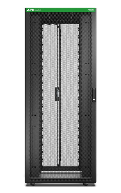 APC Easy Rack, 42U, Black, With Roof, Castors, Feet, 4 Brackets, and Bottom, No Side
