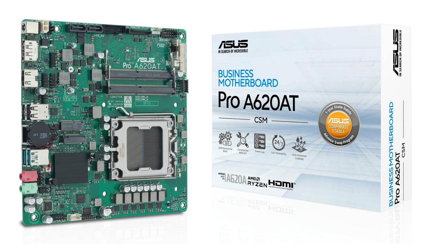 ASUS Pro A620AT-CSM AMD A620A Socket AM5 Thin Mini ITX Motherboard