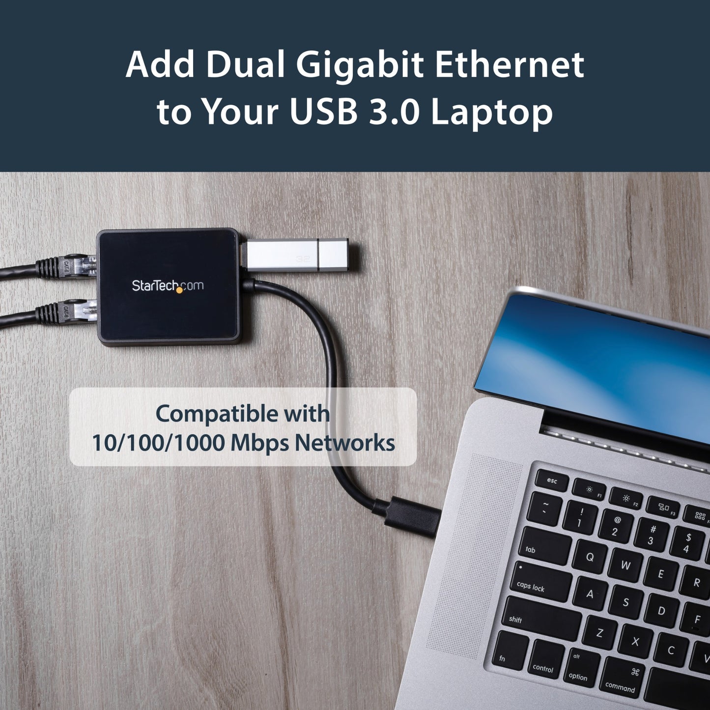StarTech.com USB 3.0 to Dual Port Gigabit Ethernet Adapter w/ USB Port, 10/100/1000