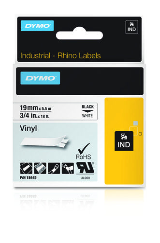 DYMO 18445/S0718620 Ribbon Vinyl black on white 19mm x 5,5m for Dymo Rhino Labels