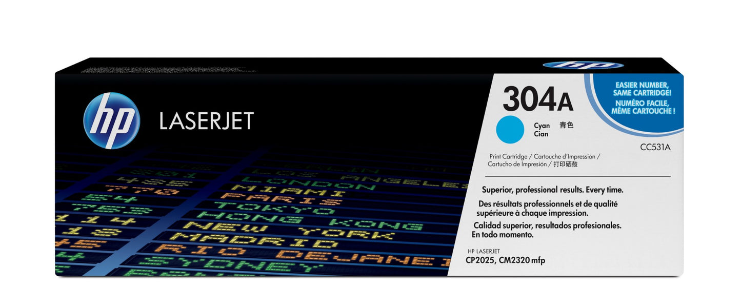 HP CC531A/304A Cyan Toner Cartridge (2.8K pages, HP CLJ CP 2025)