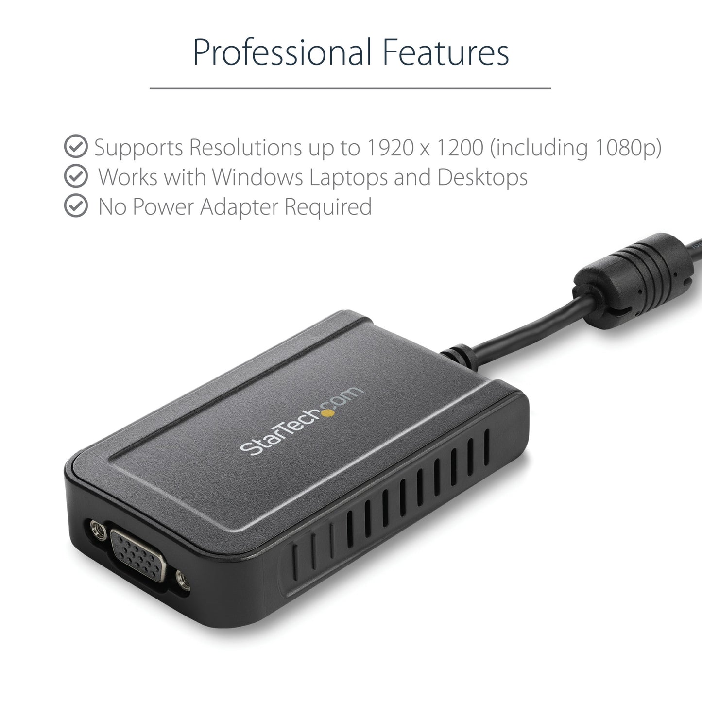StarTech.com USB 2.0 to VGA Adapter, USB to VGA Monitor Converter for Windows, 1080p Hub