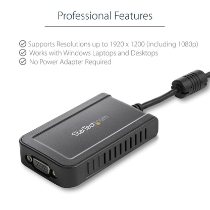 StarTech.com USB 2.0 to VGA Adapter, USB to VGA Monitor Converter for Windows, 1080p Hub