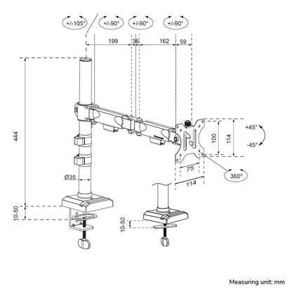 Neomounts DS60-600BL1 Monitor arm 10-32" - Quick-fix - 180°-stop