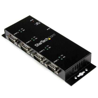 StarTech.com 4 Port USB to DB9 RS232 Serial Adapter Hub – Industrial DIN Rail and
