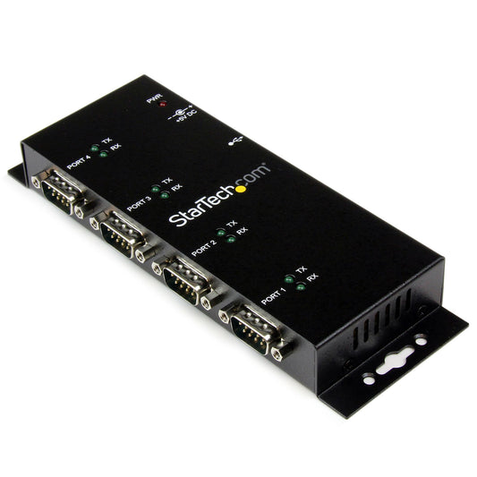 StarTech.com 4 Port USB to DB9 RS232 Serial Adapter Hub – Industrial DIN Rail and