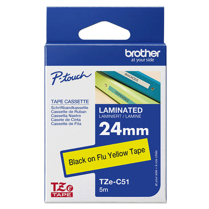 Brother TZE-C51 DirectLabel black on yellow Laminat 24mm x 5m for Brother P-Touch TZ Labels