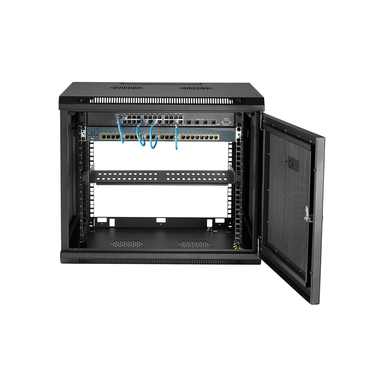 StarTech.com 4-Post 9U Wall Mount Network Cabinet with 1U Shelf, 19" Wall-Mounted Rack
