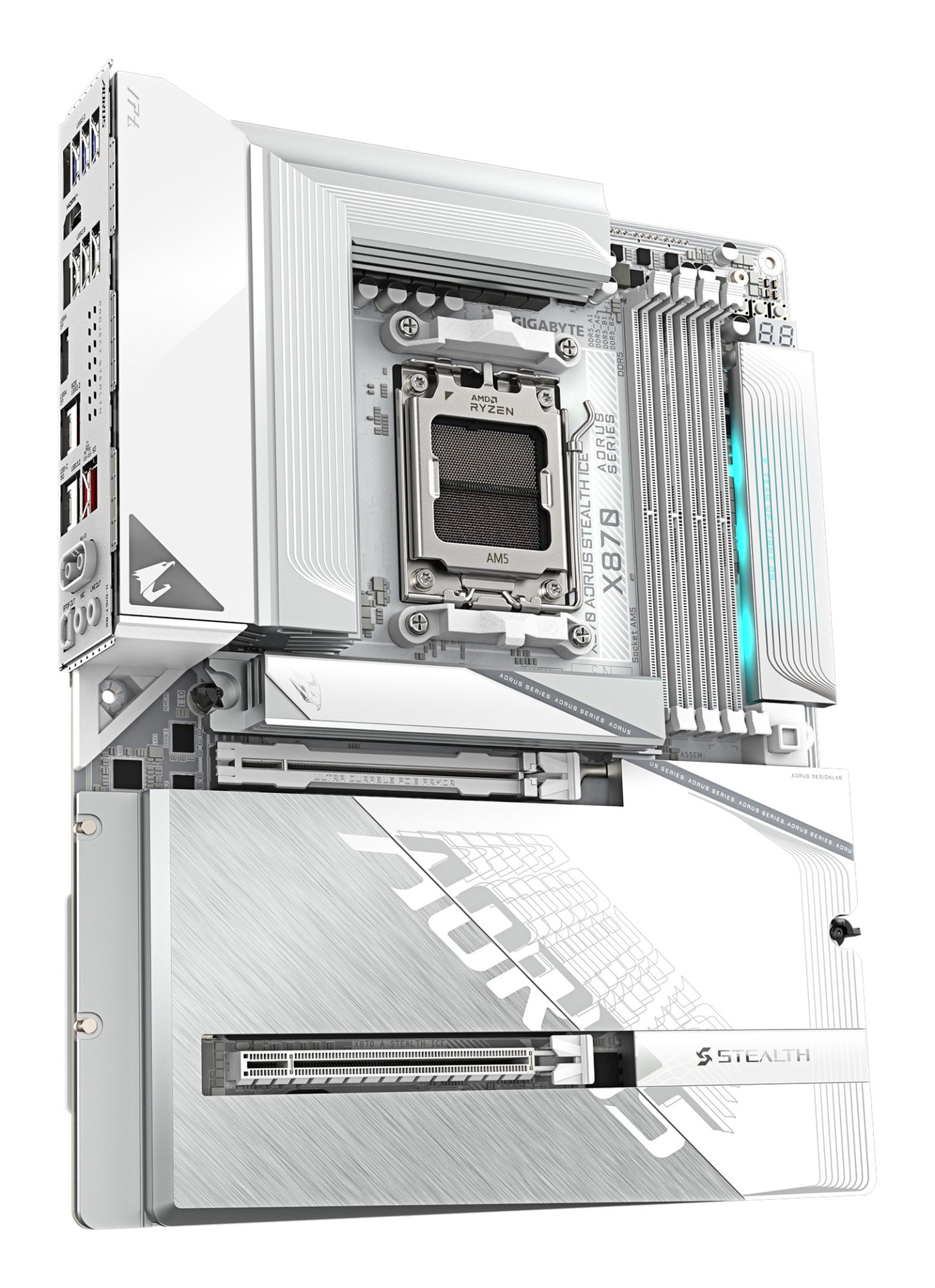 Gigabyte X870 AORUS STEALTH ICE Motherboard - Supports AMD Ryzen 9000 CPUs, 16+2+2