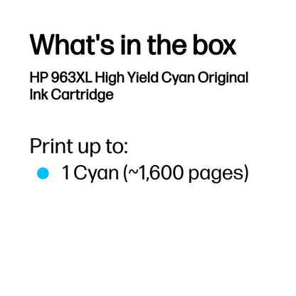 HP 3JA27AE/963XL Cyan Ink Cartridge (1.6K pages)