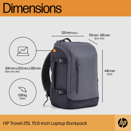 HP Travel 25 Liter 15.6 Iron Grey Laptop Backpack Laptop Bag