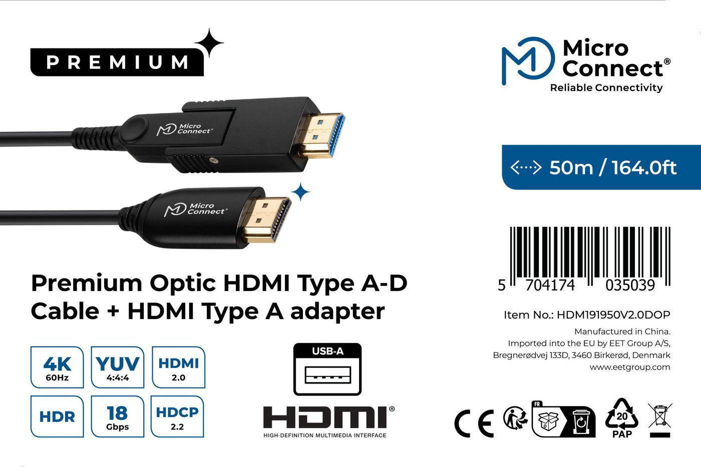 Microconnect Premium Optic HDMI A-D Cable