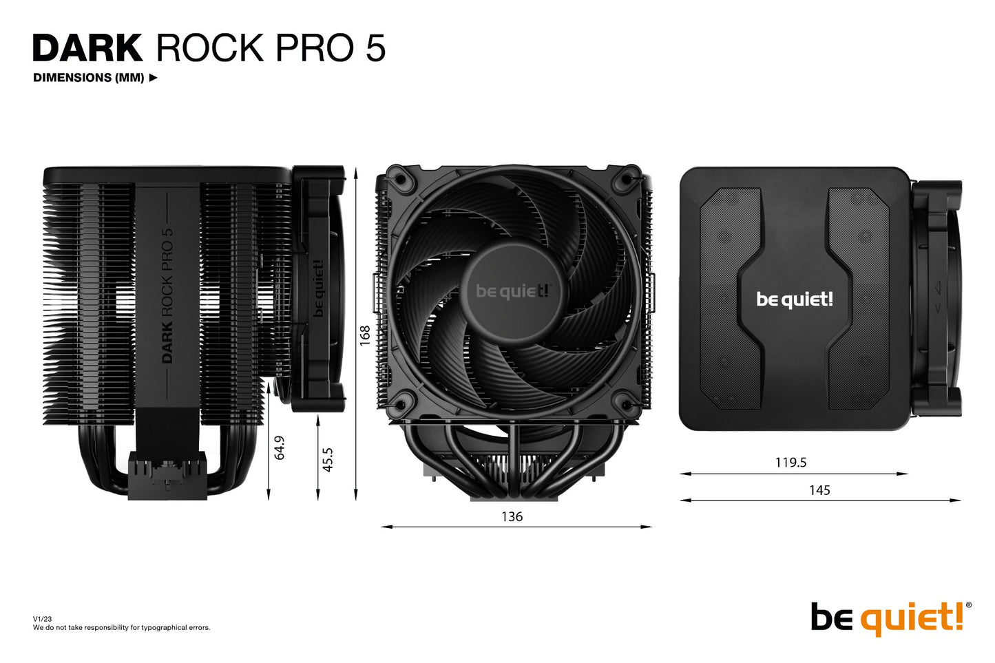 be quiet! Dark Rock Pro 5 Processor Air cooler 120/135 mm Black 1 pc(s) Cooling