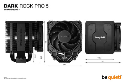 be quiet! Dark Rock Pro 5 Processor Air cooler 120/135 mm Black 1 pc(s) Cooling