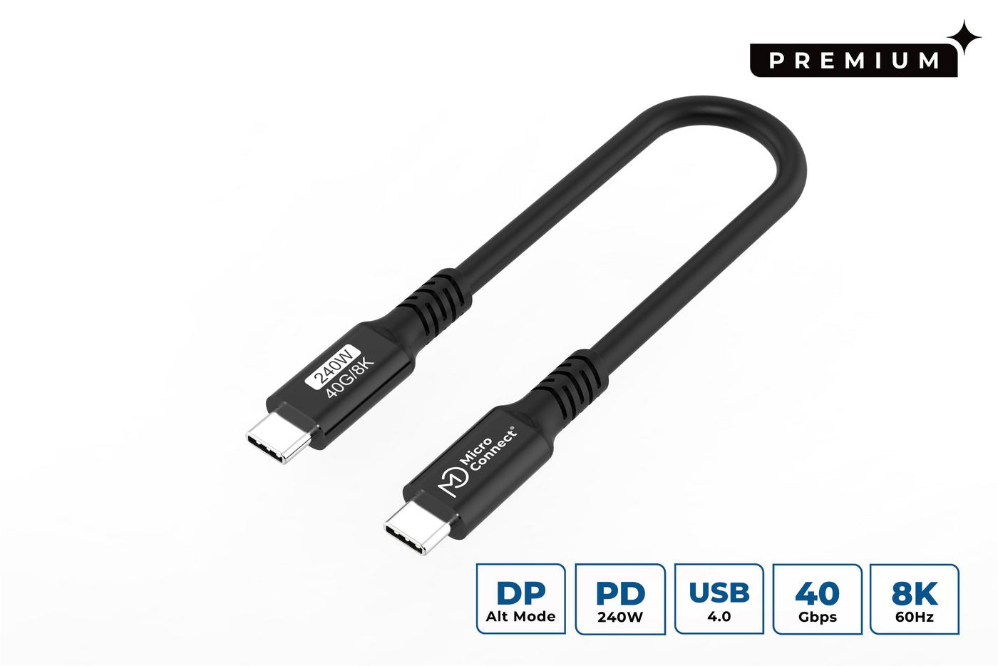 Microconnect USB4CC015-240W USB cable USB4 Gen 3x2 0.15 m USB C Black
