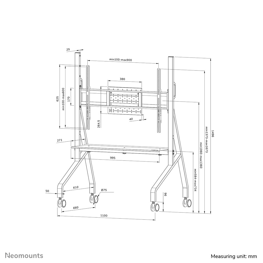 Neomounts FL50-525WH1 TV trolley 55-86" - fast installation - TÜV