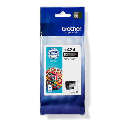 Brother LC-424BK Black Ink Cartridge (750 pages, Brother DCP-J 1200)