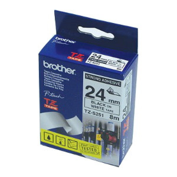 Brother TZ-S251 DirectLabel black on white extra strong Laminat 24mm x 8m for Labels