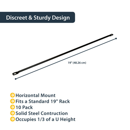 StarTech.com 10-Pack Horizontal Lacing Bar, Server Rack Cable Management, 19"